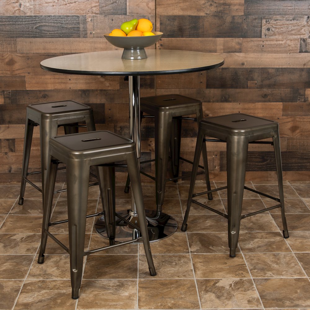 Modern Industrial Metal Stool in Gun Metal Gray