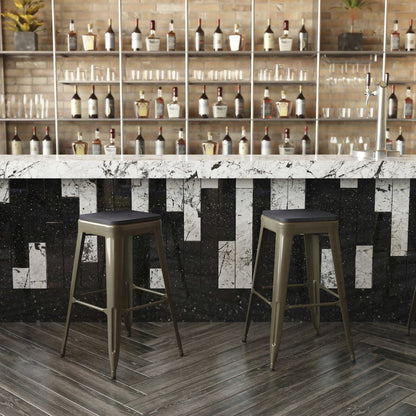 Modern Industrial Metal Bar Stool with Poly Resin Seat, Set of 4