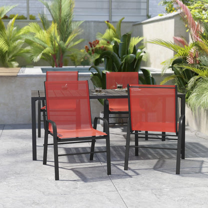 4PK Red Patio Stack Chair