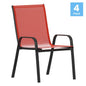 4PK Red Patio Stack Chair