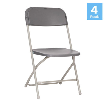 Hercules™ Series 4 Pack Gray Plastic Folding Chairs, Commercial Grade Contoured Comfort Big & Tall, 650LB. Weight Capacity Chair