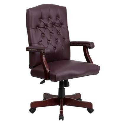 Burgundy LeatherSoft Executive Swivel Office Chair with Arms