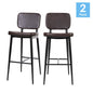 Mid-Back Barstools - Brown Upholstery - Black Iron Frame - Set of 2