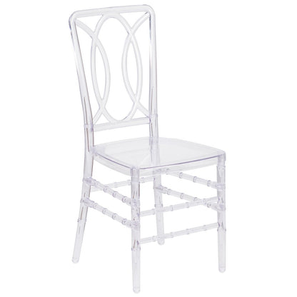 Elegance Crystal Ice Stacking Chair with Designer Back