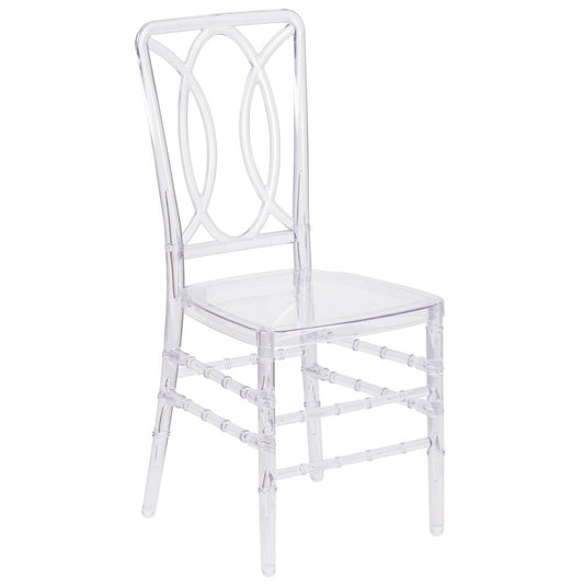 Elegance Crystal Ice Stacking Chair with Designer Back