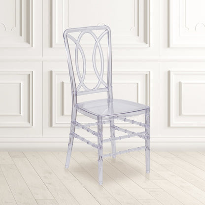 Elegance Crystal Ice Stacking Chair with Designer Back