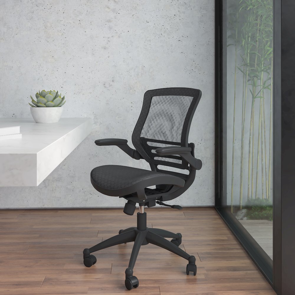 Mid-Back Black Mesh Executive Swivel Office Chair with Black Frame
