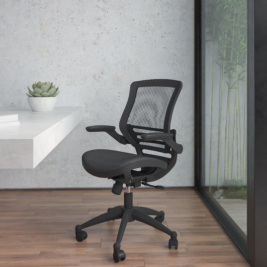 Mid-Back Black Mesh Executive Swivel Office Chair with Black Frame