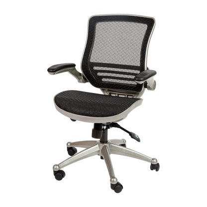 Mid-Back Black Mesh Executive Swivel Office Chair with Graphite Silver Frame