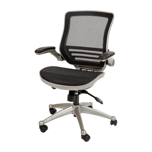 Mid-Back Black Mesh Executive Swivel Office Chair with Graphite Silver Frame