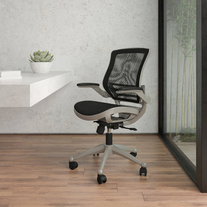 Mid-Back Black Mesh Executive Swivel Office Chair with Graphite Silver Frame