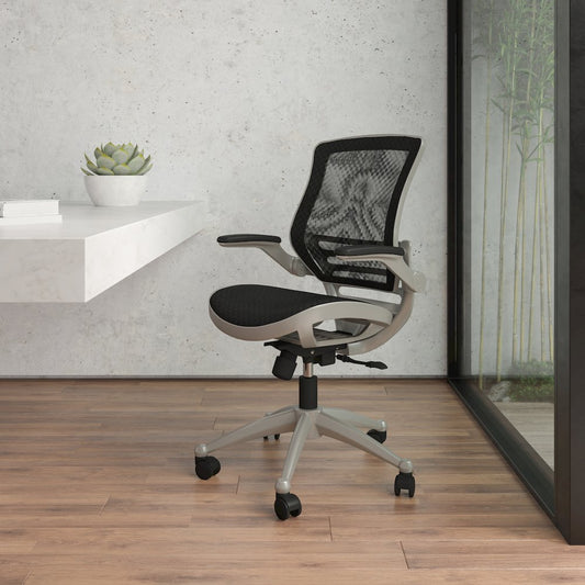 Mid-Back Black Mesh Executive Swivel Office Chair with Graphite Silver Frame