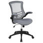 Mid-Back Dark Gray Mesh Swivel Ergonomic Task Office Chair with Flip-Up Arms