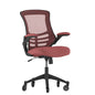 Mid-Back Red Mesh Swivel Task Office Chair with Flip-Up Arms and Roller Wheels
