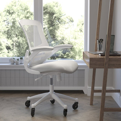 Mid-Back Light Gray Mesh Swivel Task Office Chair with White Frame