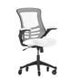 Mid-Back White Mesh Swivel Task Office Chair with Flip-Up Arms and Roller Wheels