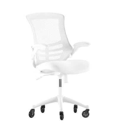 Mid-Back White Mesh Swivel Task Office Chair with White Frame