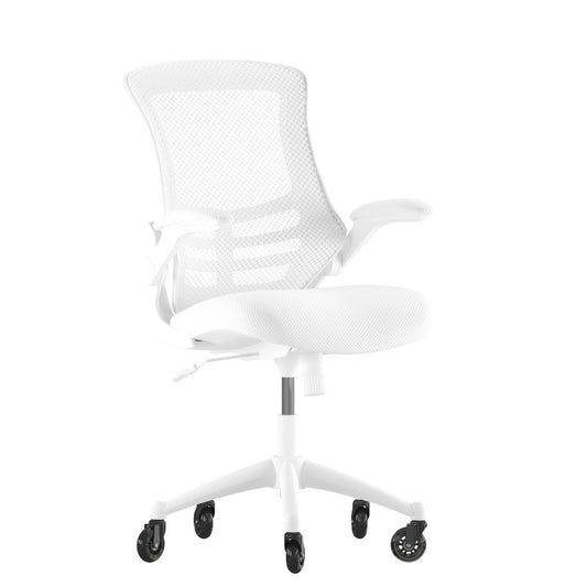 Mid-Back White Mesh Swivel Task Office Chair with White Frame