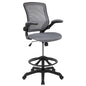 Mid-Back Dark Gray Mesh Drafting Chair with Adjustable Foot Ring