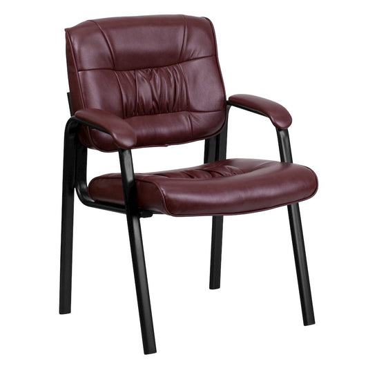 Burgundy LeatherSoft Executive Side Reception Chair with Black Metal Frame