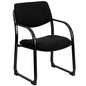 Black Fabric Executive Side Reception Chair with Sled Base