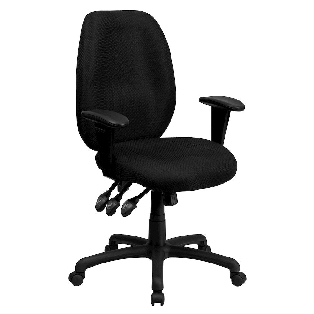 High Back Black Fabric Multifunction Executive Swivel Office Chair