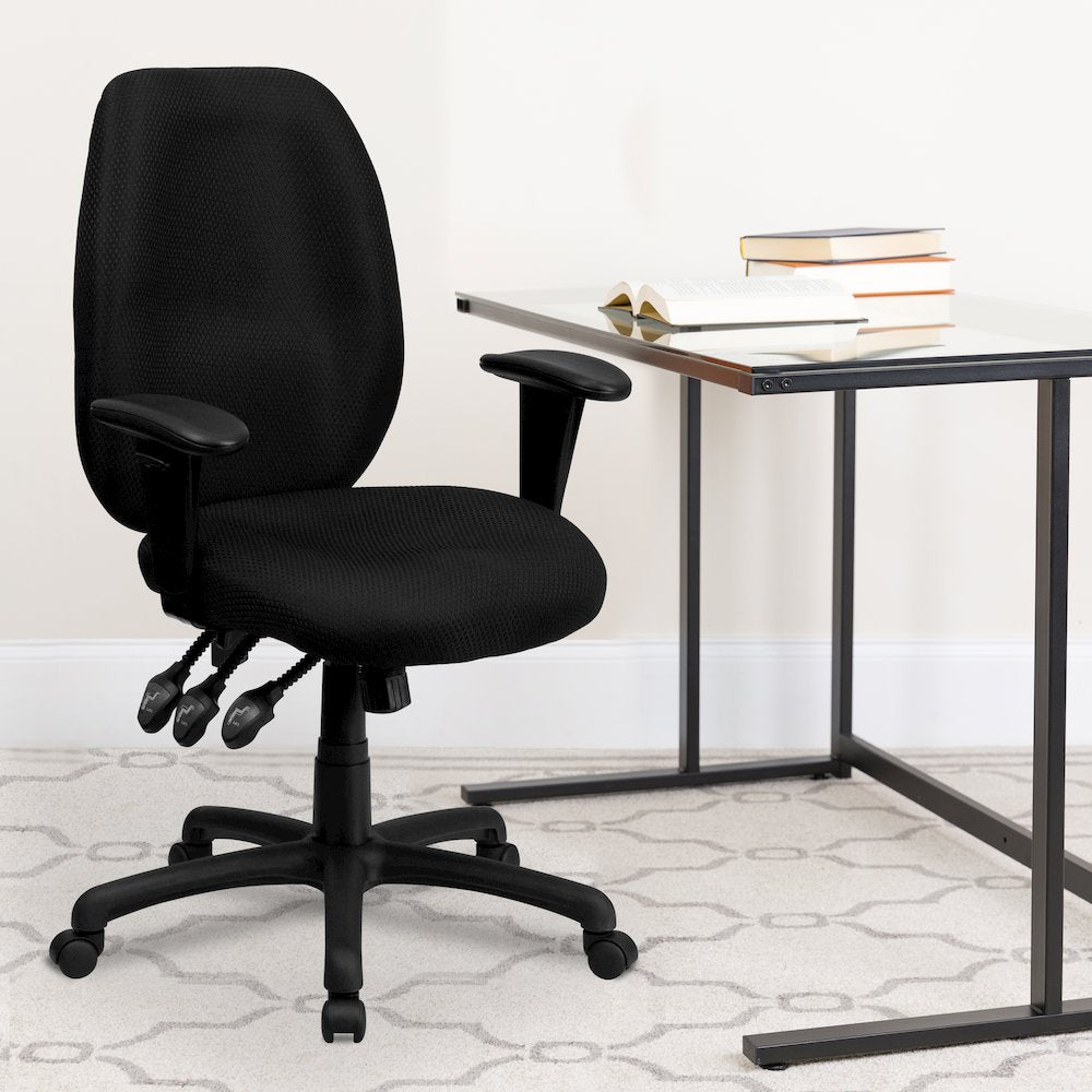 High Back Black Fabric Multifunction Executive Swivel Office Chair