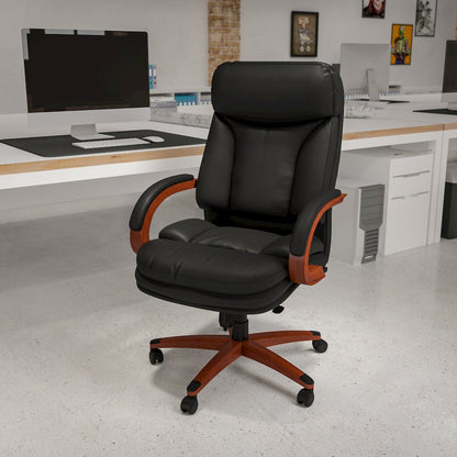 High Back Black Executive Office Chair with Synchro-Tilt Mechanism