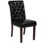 Black Parsons Chair with Rolled Back, Accent Nail Trim and Walnut Finish