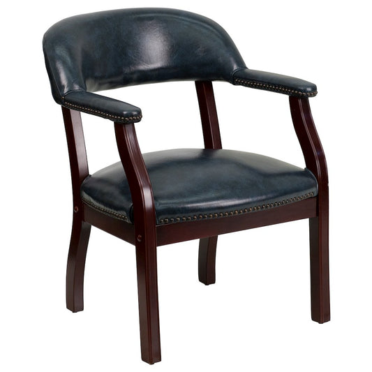Navy Vinyl Luxurious Conference Chair with Accent Nail Trim