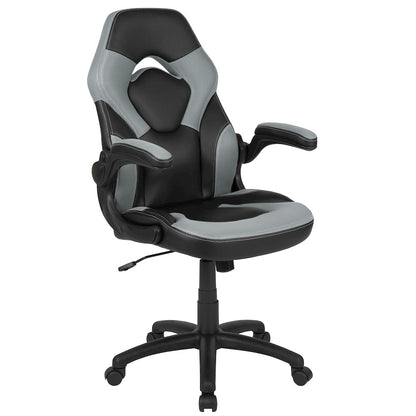 X10 Gaming Chair Racing Office Computer Swivel Chair, Gray/Black LeatherSoft