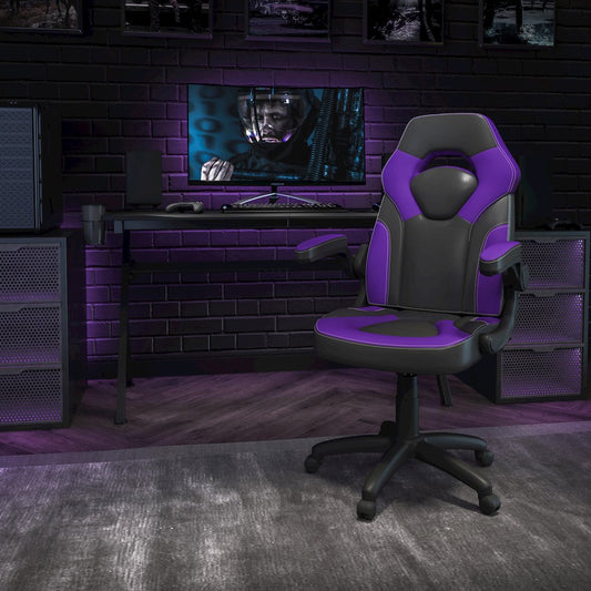 X10 Gaming Chair Racing Office Computer Swivel Chair, Purple/Black LeatherSoft