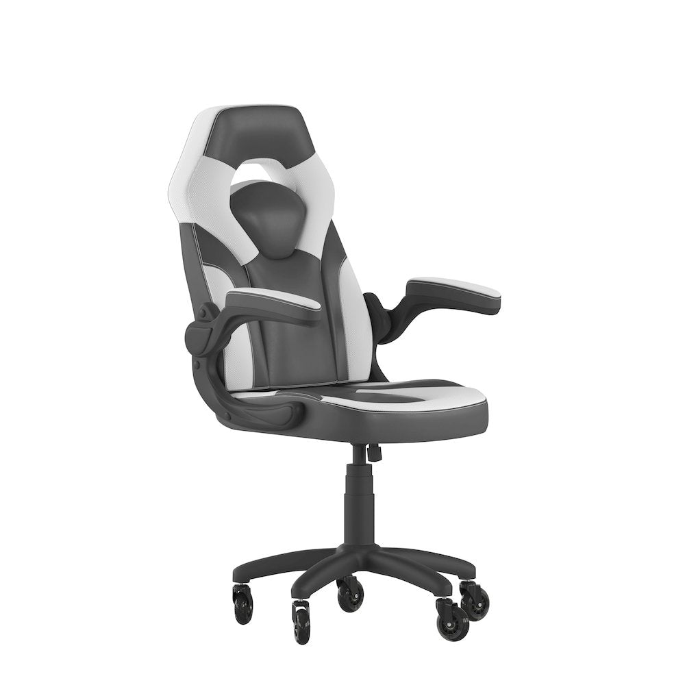 X10 Gaming Chair Racing Office Computer Chair, White/Black LeatherSoft