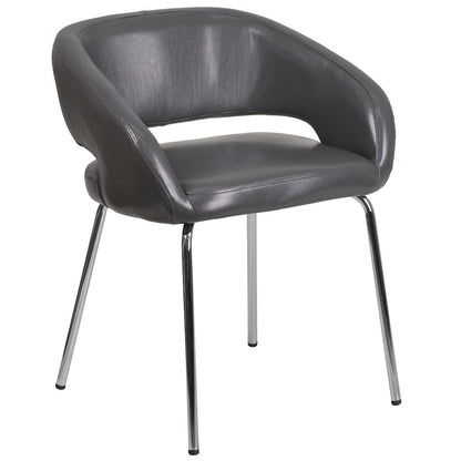 Contemporary Gray LeatherSoft Side Reception Chair