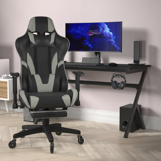 X30 Gaming Chair Racing Computer Chair with Back, Slide-Out Footrest, in Gray