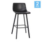 Armless 30 Inch Bar Height Barstools with Footrests in Black, Set of 2