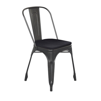 Black-Antique Gold Metal Indoor-Stackable Chair with Black Poly Resin Wood Seat