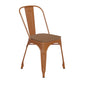 Orange Metal Indoor-Outdoor Stackable Chair with Teak Poly Resin Wood Seat