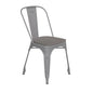 Silver Metal Indoor-Outdoor Stackable Chair with Gray Poly Resin Wood Seat