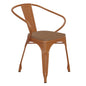 Orange Metal Indoor-Outdoor Chair with Arms with Teak Poly Resin Wood Seat