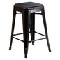 24" High Backless Black-Antique Gold Metal Counter Height Stool