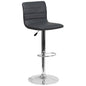 Gray Vinyl Adjustable Bar Stool, Swivel Stool with Chrome Pedestal Base