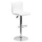 White Vinyl Adjustable Bar Stool, Swivel Stool with Chrome Pedestal Base
