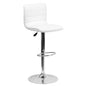 White Vinyl Adjustable Bar Stool, Swivel Stool with Chrome Pedestal Base