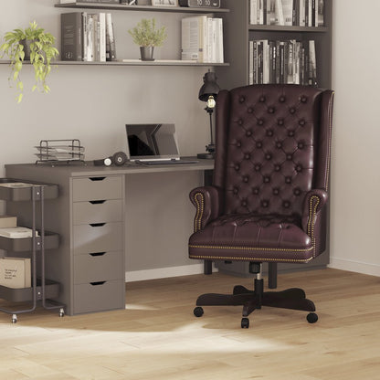 High Back Traditional Fully Tufted Burgundy Executive Swivel Office Chair