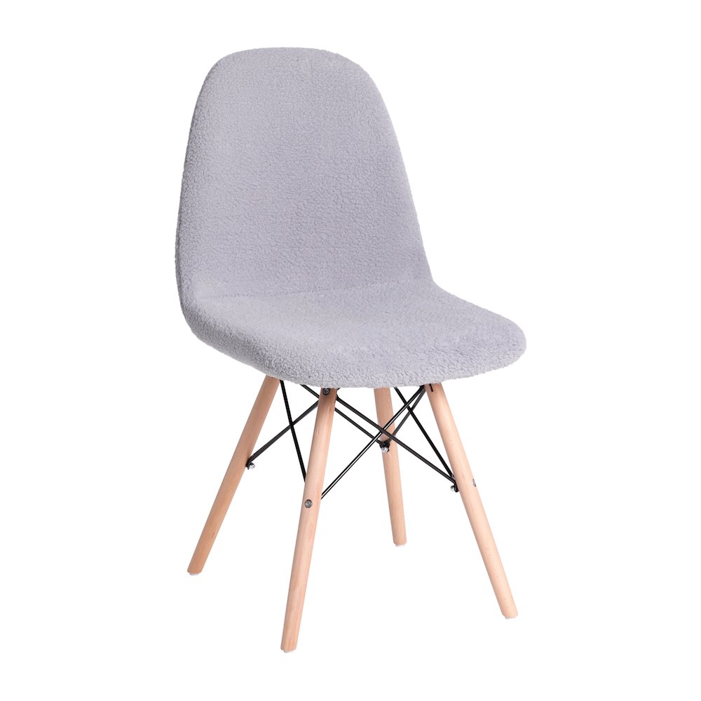 Modern Padded Armless Faux Shearling Accent Chair with Beechwood Legs in Gray