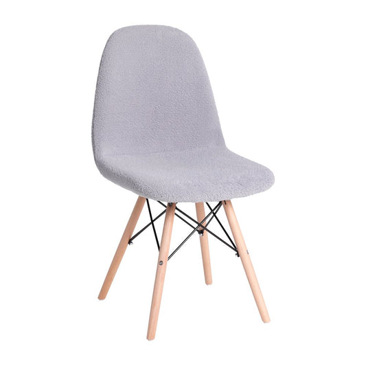 Modern Padded Armless Faux Shearling Accent Chair with Beechwood Legs in Gray