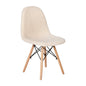 Padded Armless Faux Shearling Accent Chair with Beechwood Legs in Off-White