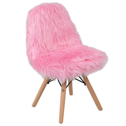 Faux Fur Light Pink Accent Chair - Shag Kids Chair for Ages 5-7
