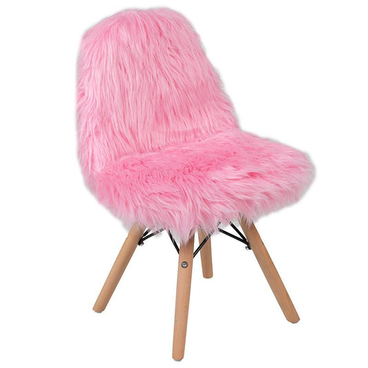 Faux Fur Light Pink Accent Chair - Shag Kids Chair for Ages 5-7